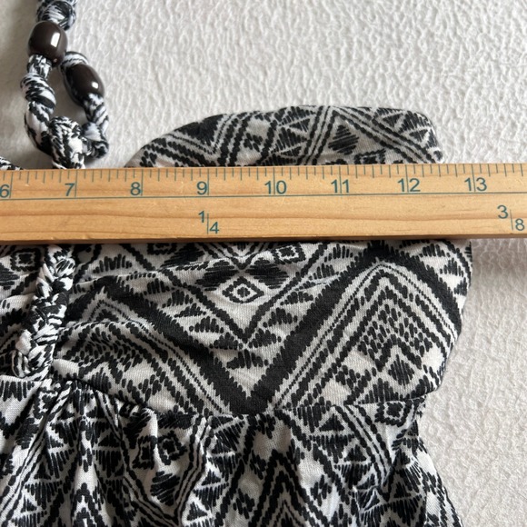 No Boundaries Halter Tank Top Black Print Sleeveless Casual S Beaded Festival - Picture 7 of 8